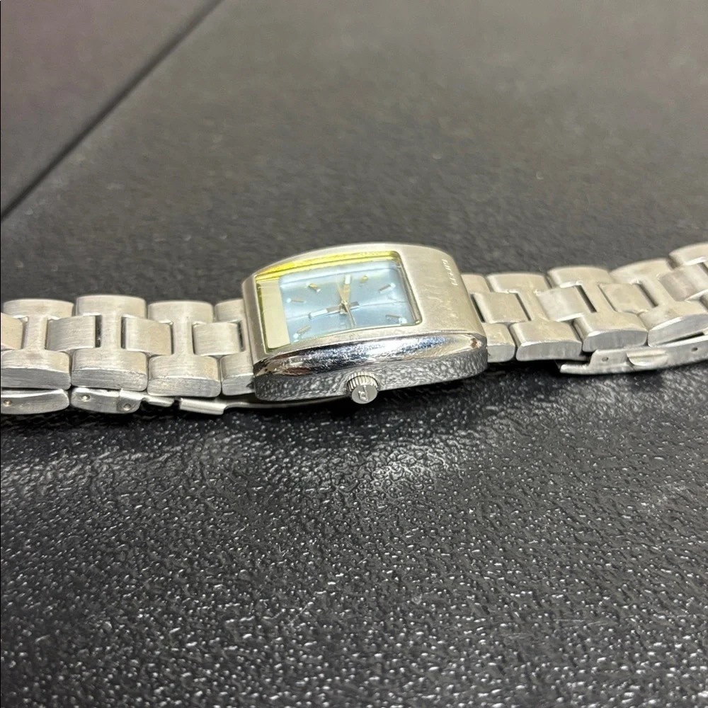 Men's Diesel Silver Watch Blue Face Square Needs Battery